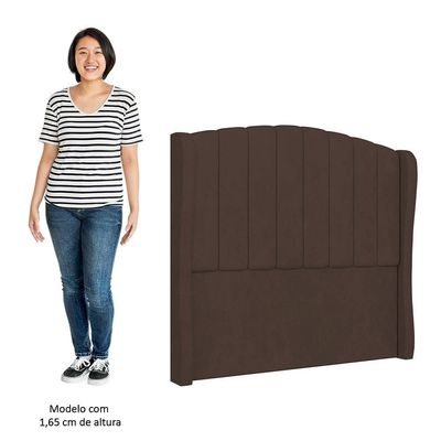 Cabeceira Casal Cama 140cm Glenda I02 Veludo Marrom - Mpozenato