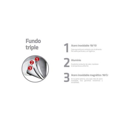 Frigideira Tramontina Professional Rasa Em Aço Inox Fundo Triplo Com Cabo 26 Cm 2,2 L