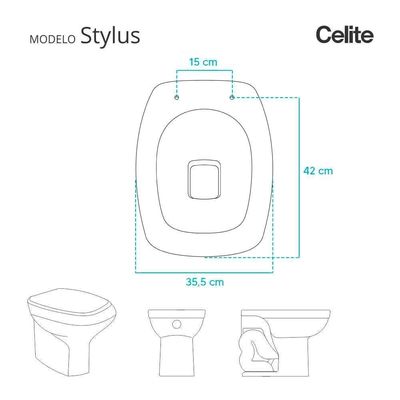 Tampa De Vaso Sanitário Decorado Stylus Branco Para Bacia Celite