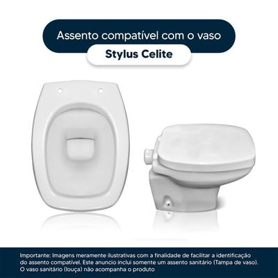 Tampa De Vaso Sanitário Decorado Stylus Branco Para Bacia Celite