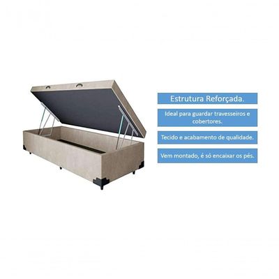 Cama Box Baú Solteiro 88 Bello Box - Suede Bege
