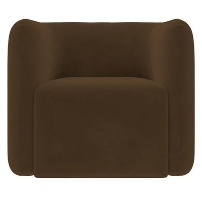 Poltrona Para Sala De Estar Decorativa Quadrada Maggie K04 Veludo Marrom - Mpozenato