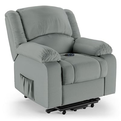 Poltrona Do Papai Reclinável Pietra Elevação Lift Elétrico Fh9 Pu Cinza - Mpozenato