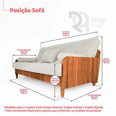 Sofá Cama Paris Ii Ripado Acquablock Madeira Maciça Natural