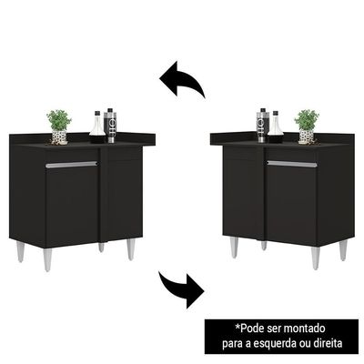 Balcão De Canto Reto Com Tampo 1 Porta Denver Preto - Lumil