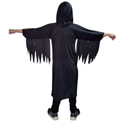 Fantasia Halloween Esqueleto Scary Boy Preta Com Capuz Tamanho G