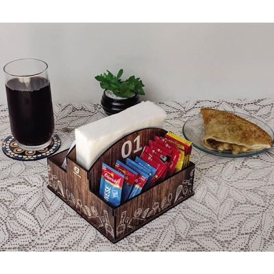 10 Porta Guardanapos Sachê de Mesa MDF Restaurante 1 ao 10 Zanline Marrom