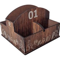 10 Porta Guardanapos Sachê de Mesa MDF Restaurante 1 ao 10 Zanline Marrom
