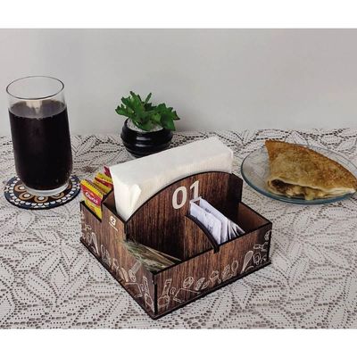 10 Porta Guardanapos Sachê de Mesa MDF Restaurante 1 ao 10 Zanline Marrom