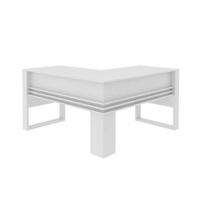 Mesa para Escritório 136cm em L com Detalhe Ripado ME4145 Branco Tecnomobili