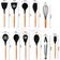 Kit 12 Peças Conjunto De Cozinha Utensílios De Silícone Com Espatulas Pincel Batedor Manual - Preto