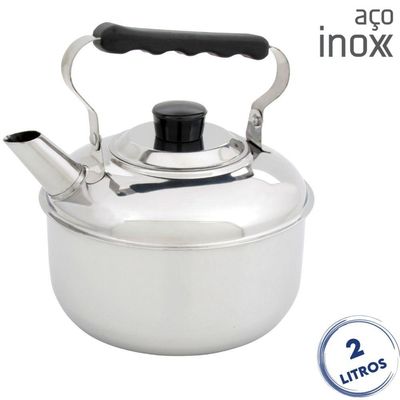 Chaleira Tradicional Aço Inox 2 Litros Domama Prime
