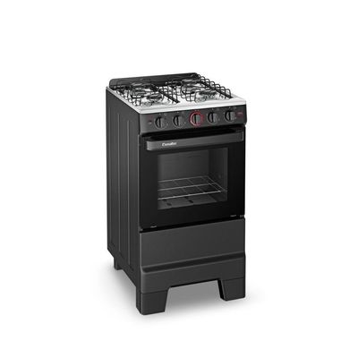Fogão 4 Bocas Mesa Inox Automático Ideal Super 4121 Esmaltec Preto Bivolt