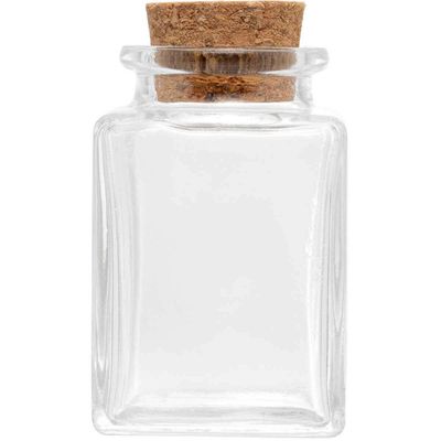 6 Mini Potes de Vidro Porta Temperos com Tampa de Rolha Lembrancinha Quadrados Lyor