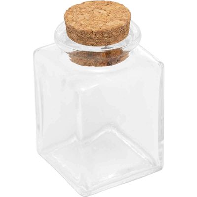 6 Mini Potes de Vidro Porta Temperos com Tampa de Rolha Lembrancinha Quadrados Lyor