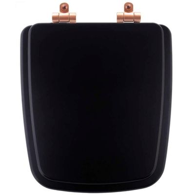 Tampa De Vaso Poliéster Com Amortecedor Boss Matte Black (preto Fosco) Para Bacia Incepa Com Ferragem Rose Gold