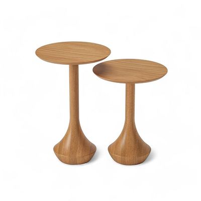 Mesa De Canto Redonda De Madeira Mahal Medida Altura: 63cm Cor Champagne