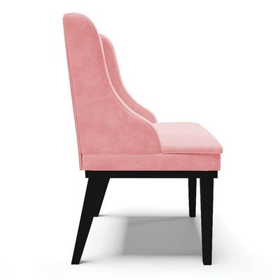 Kit 4 Cadeiras Estofadas Para Sala De Jantar Base Fixa De Madeira Preto Lia Suede Rosa Bebê - Ibiza