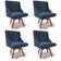 Kit 4 Cadeiras Estofadas Giratória Para Sala De Jantar Lia Suede Azul Marinho - Ibiza
