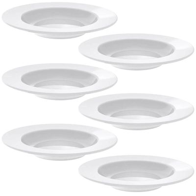 Jogo 6 Pratos Fundos Tramontina Porcelana 23cm Aba Larga Branco Maria Augusta