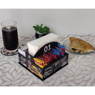 25 Suportes Porta Guardanapos e Sachês de Mesa MDF Burger para Lanchonete 1 ao 25 Numerados