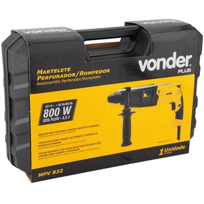 Martelete Perfurador Rompedor 127V Vonder Industrial 800W SDS Plus Velocidade Variável