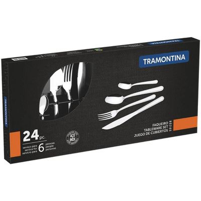 Faqueiro Tramontina Búzios em Aço Inox com Detalhe 24 Peças