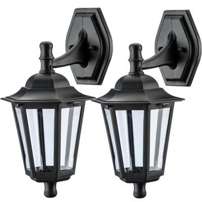 Kit 2 Arandelas Pretas de Parede Bivolt 37cm Lente Transparente Luminárias Bivolt