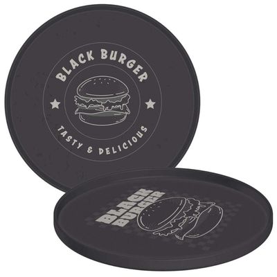 Kit 6 Pratos Rasos Hambúrguer 20cm Tramontina Black Burger Plástico Cinza