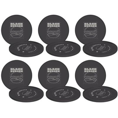 Kit 6 Pratos Rasos Hambúrguer 20cm Tramontina Black Burger Plástico Cinza