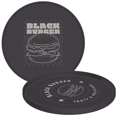Kit 6 Pratos Rasos Hambúrguer 20cm Tramontina Black Burger Plástico Cinza