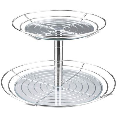 Fruteira Dupla de Mesa Bancada Aramada com Vidro Redonda Masutti 2 Andares Suporte para Frutas