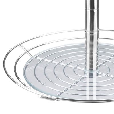 Fruteira Dupla de Mesa Bancada Aramada com Vidro Redonda Masutti 2 Andares Suporte para Frutas