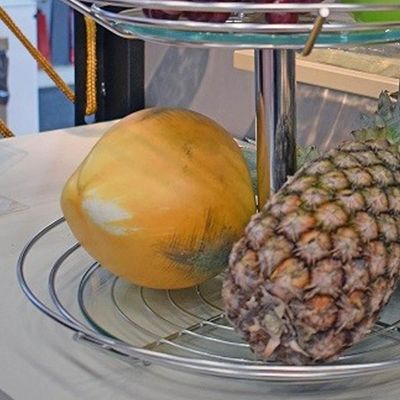 Fruteira Dupla de Mesa Bancada Aramada com Vidro Redonda Masutti 2 Andares Suporte para Frutas