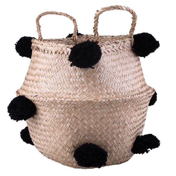 Cesto Decorativo Redondo com Alça Cazza Coconut 40x28cm