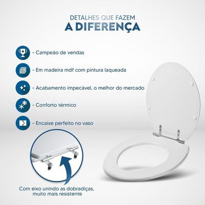 Tampa De Vaso Em Mdf Spot Branco Para Bacia Deca