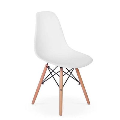 Conjunto 4 Cadeiras Eiffel Moderna Pé Palito Branca Base Madeira