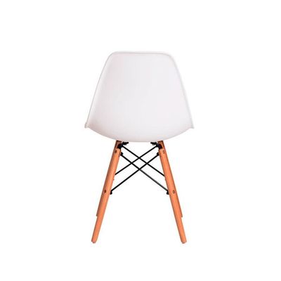 Conjunto 4 Cadeiras Eiffel Moderna Pé Palito Branca Base Madeira
