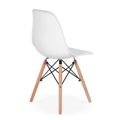 Conjunto 4 Cadeiras Eiffel Moderna Pé Palito Branca Base Madeira