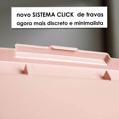 Kit 12 Caixas Plásticas Cesto Organizador Tampa Click Empilhável 33,5x24cm Ordene