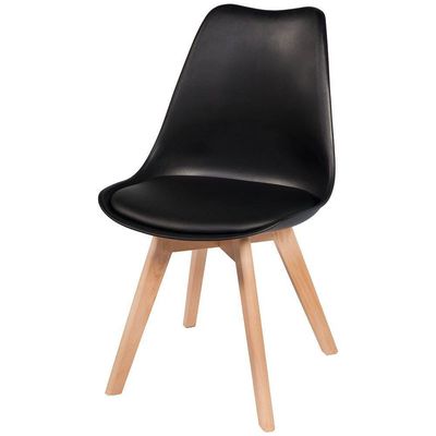Kit 6 Cadeiras Tendencia Leda Saarinen Estofada Moderna Sala Jantar Cozinha Preta