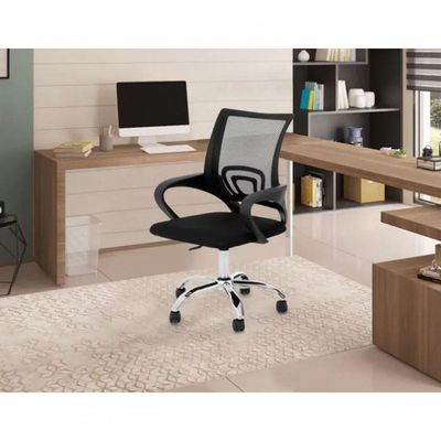 Cadeira De Escritório Confortavel Home Office Mesh Diretor Giratoria New Java - Preto