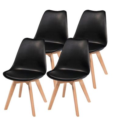 Kit 4 Cadeiras Tendencia Leda Saarinen Estofada Moderna Jantar Cozinha Preta