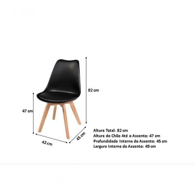 Kit Com 2 Cadeiras Sala Jantar Cozinha Leda Com Almofada Moderna Preto