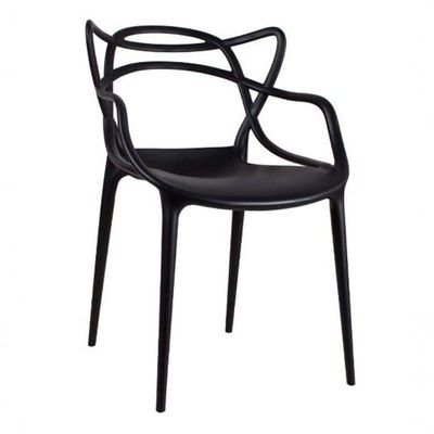 Conjunto Com 6 Cadeiras Empilhavel Allegra Preta Polipropileno Resistente