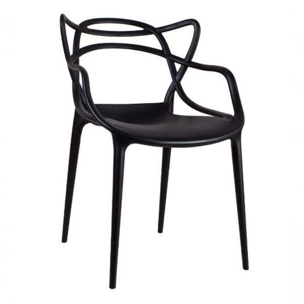 Conjunto Com 6 Cadeiras Empilhavel Allegra Preta Polipropileno Resistente
