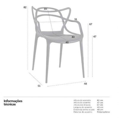 Conjunto Com 6 Cadeiras Empilhavel Allegra Preta Polipropileno Resistente