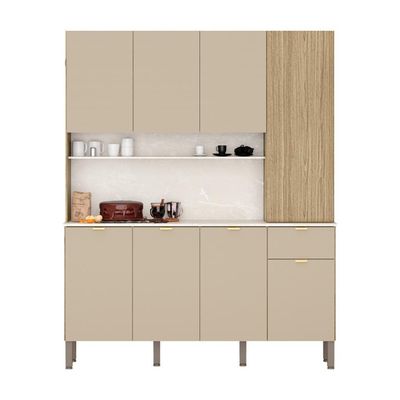 Armario De Cozinha Compacta 8 Portas 1 Gaveta Slow Freijó-vanilla-riscatto