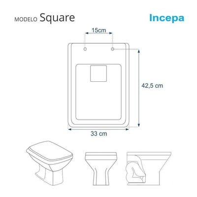 Tampa De Vaso Square Ambar (cinza Escuro) Para Bacia Incepa