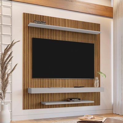 Painel Sala Leme Para Até 60 Polegadas Cinamomo Ripado